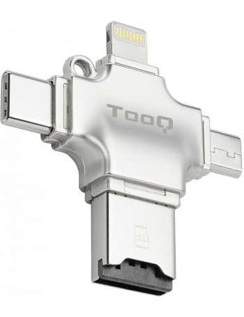 TooQ TQR-4001 leitor de cartões USB Type-A USB Type-C Micro-USB Lightning Prateado