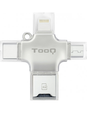 TooQ TQR-4001 leitor de cartões USB Type-A USB Type-C Micro-USB Lightning Prateado