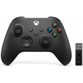 Microsoft Xbox Wireless Controller + Wireless Adapter for Windows 10 Preto Gamepad PC, Xbox One, Xbox One S, Xbox One X, Xbox