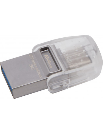 Kingston Technology DataTraveler microDuo 3C 64GB unidade de memória USB USB Type-A   USB Type-C 3.2 Gen 1 (3.1 Gen 1) Preto