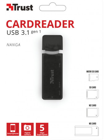 Trust NANGA leitor de cartões USB 3.2 Gen 1 (3.1 Gen 1) Type-A Preto