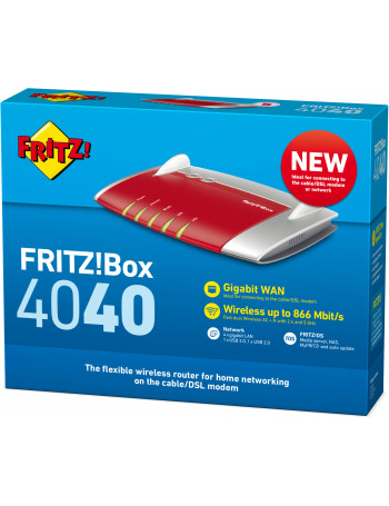 FRITZ! Box 4040 router sem fios Gigabit Ethernet Dual-band (2,4 GHz   5 GHz) Vermelho