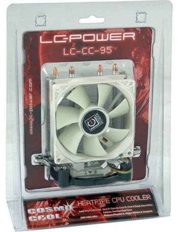 LC-Power LC-CC-95 ventoinha para PC Processador Cooler 9,2 cm Prateado, Branco