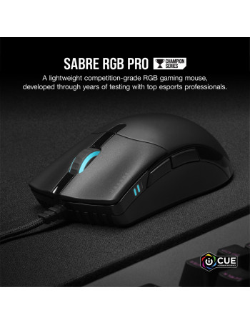 Corsair SABRE RGB PRO rato Mão direita USB Type-A Ótico 18000 DPI