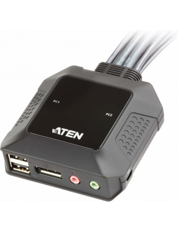 Aten Switch USB DisplayPort Cabo KVM de 2 portas com seletor de porta remota