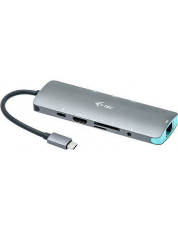 i-tec Metal C31NANODOCKLANPD base & duplicador de portas Com fios USB 3.2 Gen 1 (3.1 Gen 1) Type-C Prateado, Turquesa