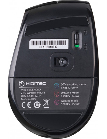 Hiditec Dendro rato Mão direita RF Wireless Ótico 2000 DPI