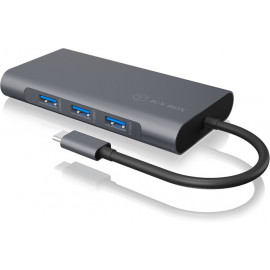 ICY BOX IB-DK4040-CPD base & duplicador de portas Com fios USB 3.2 Gen 1 (3.1 Gen 1) Type-C Antracite, Preto