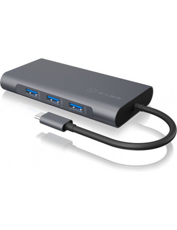 ICY BOX IB-DK4040-CPD base & duplicador de portas Com fios USB 3.2 Gen 1 (3.1 Gen 1) Type-C Antracite, Preto