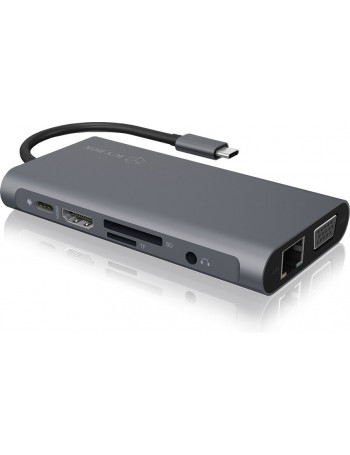 ICY BOX IB-DK4040-CPD base & duplicador de portas Com fios USB 3.2 Gen 1 (3.1 Gen 1) Type-C Antracite, Preto