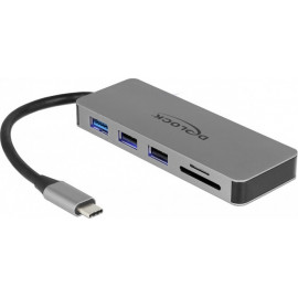 DeLOCK 87743 hub de interface USB 3.2 Gen 1 (3.1 Gen 1) Type-C Cinzento