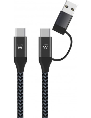 Ewent EW9918 cabo USB 1 m USB 3.2 Gen 1 (3.1 Gen 1) USB C Preto