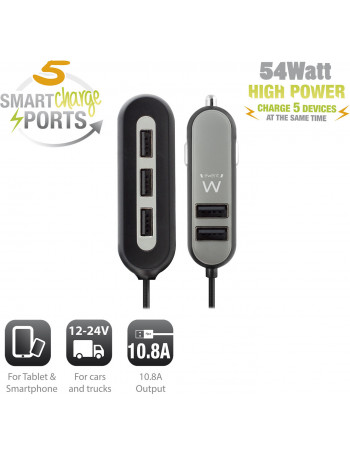 Ewent EW1355 carregador de dispositivos móveis Preto, Cinzento Automático