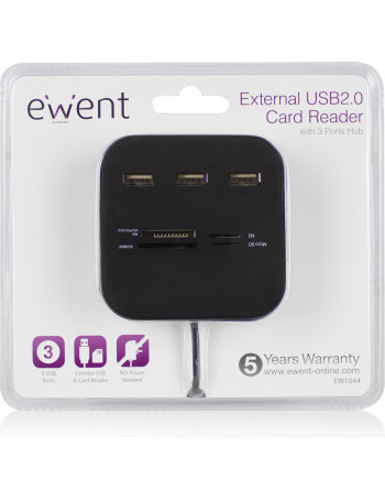 Ewent EW1044 leitor de cartões USB 2.0 Preto