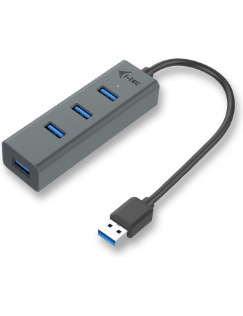 i-tec Metal U3HUBMETAL403 hub de interface USB 3.2 Gen 1 (3.1 Gen 1) Type-A 5000 Mbit s Cinzento