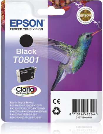 Epson Hummingbird Tinteiro Preto T0801 Tinta Claria Photographic (c alarme RF+AM)
