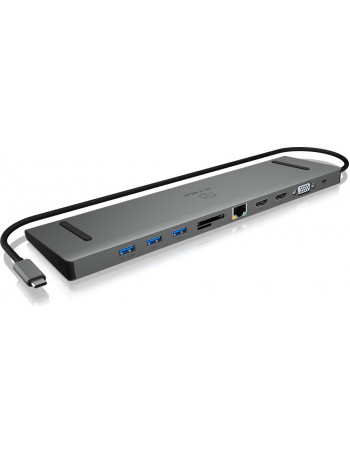 ICY BOX IB-DK2106-C Com fios USB 3.2 Gen 1 (3.1 Gen 1) Type-C Antracite, Preto