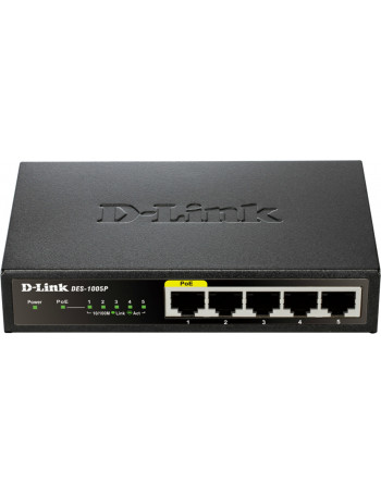 D-Link DES-1005P E switch de rede Não-gerido L2 Fast Ethernet (10 100) Power over Ethernet (PoE) Preto