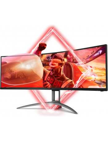 AOC AG493QCX LED display 124 cm (48.8") 3840 x 1080 pixels Preto, Vermelho