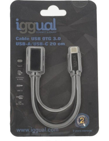 iggual IGG317372 cabo USB 0,2 m 3.2 Gen 1 (3.1 Gen 1) USB A USB C Preto