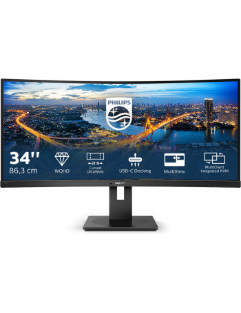 Philips B Line 346B1C 00 monitor de ecrã 86,4 cm (34") 3440 x 1440 pixels Quad HD LCD Preto