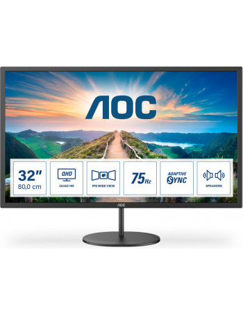 AOC V4 Q32V4 monitor de ecrã 80 cm (31.5") 2560 x 1440 pixels 2K Ultra HD LED Preto