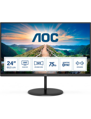 AOC V4 Q24V4EA LED display 60,5 cm (23.8") 2560 x 1440 pixels 2K Ultra HD Preto