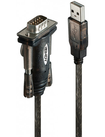 Lindy 42855 cabo de série Cinzento, Transparente 1,5 m USB Type-A DB-9