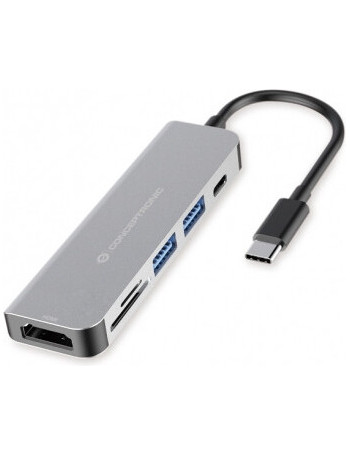 Conceptronic DONN02G hub de interface USB 3.2 Gen 1 (3.1 Gen 1) Type-C 5000 Mbit s Alumínio