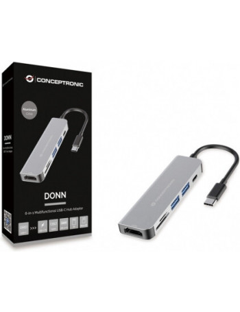 Conceptronic DONN02G hub de interface USB 3.2 Gen 1 (3.1 Gen 1) Type-C 5000 Mbit s Alumínio