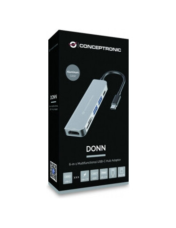 Conceptronic DONN02G hub de interface USB 3.2 Gen 1 (3.1 Gen 1) Type-C 5000 Mbit s Alumínio