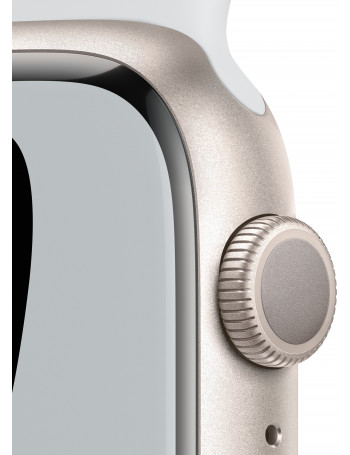 Apple Watch Nike Series 7 GPS, 45mm Starlight Aluminium Case with Pure Platinum/Black Sport Band