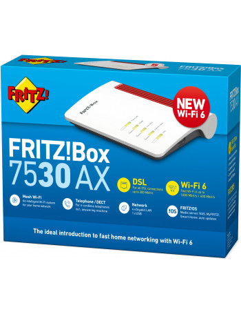 AVM FRITZ!Box 7530 AX router sem fios Gigabit Ethernet Dual-band (2,4 GHz   5 GHz) 5G Vermelho, Branco