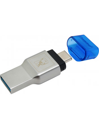 Kingston Technology MobileLite Duo 3C leitor de cartões USB 3.2 Gen 1 (3.1 Gen 1) Type-A Type-C Azul, Prateado