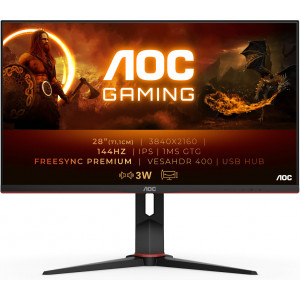 AOC G2 U28G2XU BK monitor de ecrã 71,1 cm (28") 3840 x 2160 pixels 4K Ultra HD LED Preto, Vermelho