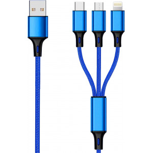 2GO 797151 cabo USB 1,5 m USB B USB C Micro-USB B Lightning Preto, Azul