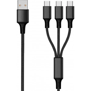 2GO 797156 cabo USB 1,5 m USB B 3x USB C Preto