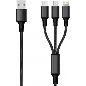 2GO 797154 cabo USB 3 m USB B USB C Micro-USB B Lightning Preto