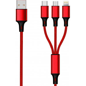 2GO 797150 cabo USB 1,5 m USB B USB C Micro-USB B Lightning Vermelho