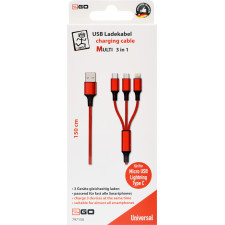 2GO 797150 cabo USB 1,5 m USB B USB C Micro-USB B Lightning Vermelho