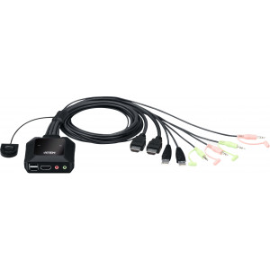 ATEN Switch KVM de Cabo 4K HDMI de 2 portas USB com seletor de porta remota