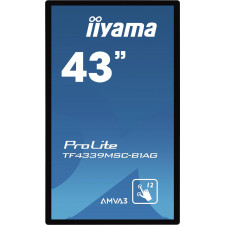 iiyama ProLite TF4339MSC-B1AG ecrã tátil 109,2 cm (43") 1920 x 1080 pixels Multitoque Multi-utilizador Preto
