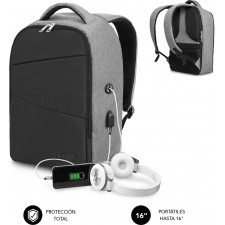 SUBBLIM MOCHILA SECURE V2 AP ANTIROBO 16'' GRIS mala para portáteis 40,6 cm (16") Preto, Cinzento