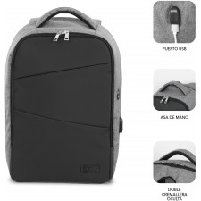 SUBBLIM MOCHILA SECURE V2 AP ANTIROBO 16'' GRIS mala para portáteis 40,6 cm (16") Preto, Cinzento