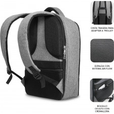 SUBBLIM MOCHILA SECURE V2 AP ANTIROBO 16'' GRIS mala para portáteis 40,6 cm (16") Preto, Cinzento