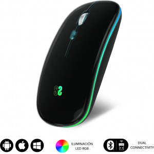 SUBBLIM SUBMO-LDFLAT1 rato Ambidestro RF Wireless + Bluetooth + USB Type-A Ótico 1600 DPI