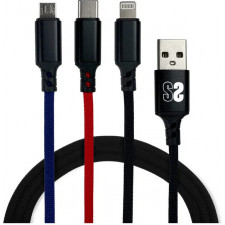 SUBBLIM SUB-CAB-3IN101 cabo USB 1 m USB 3.2 Gen 1 (3.1 Gen 1) USB A USB C Micro-USB B Lightning Preto, Azul, Vermelho