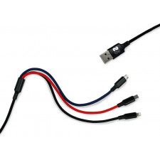 SUBBLIM SUB-CAB-3IN101 cabo USB 1 m USB 3.2 Gen 1 (3.1 Gen 1) USB A USB C Micro-USB B Lightning Preto, Azul, Vermelho