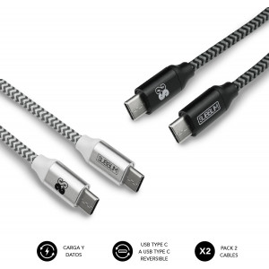 SUBBLIM PACK 2 CABLES USB TIPO USB-C A USB-C 1 M BLACK SILVER cabo USB