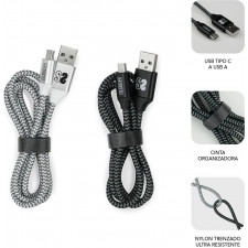 SUBBLIM PACK 2 CABLES USB TIPO USB-C-A 3.0 1 M BLACK SILVER cabo USB USB C USB A Alumínio, Preto, Cinzento, Branco
